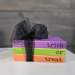 trick or treat book stack